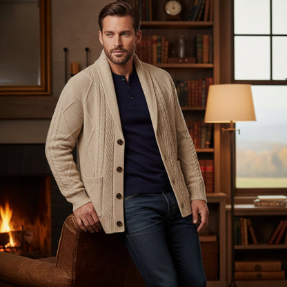 Men's Cashmere Cardigan Button Front