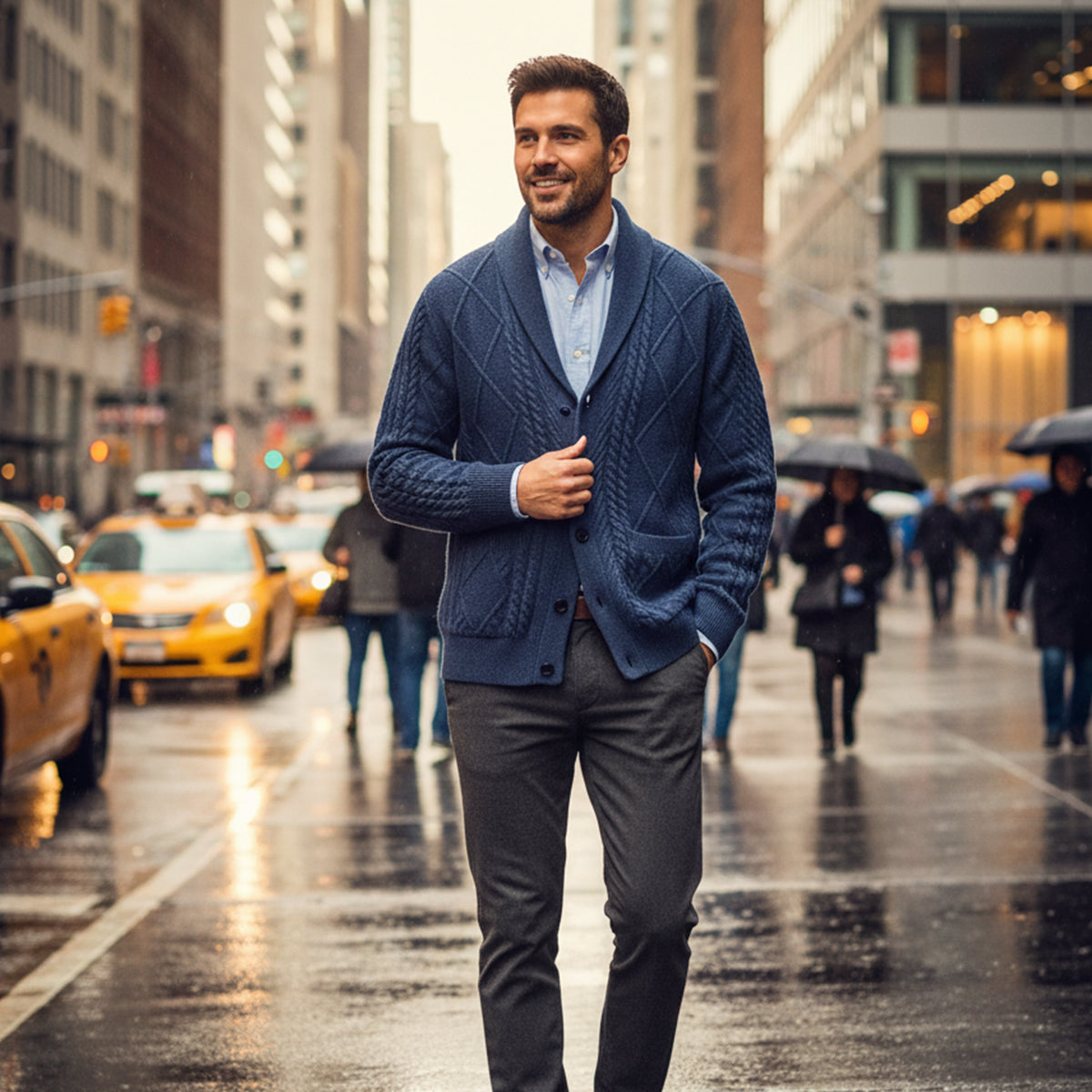 Men's Cashmere Cardigan Button Front