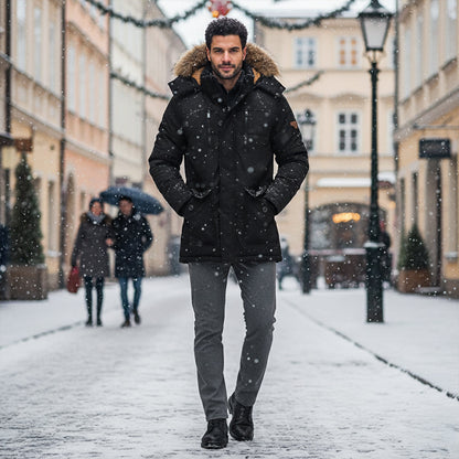 Men's Warm Winter Parka Jacket Fleece Lining