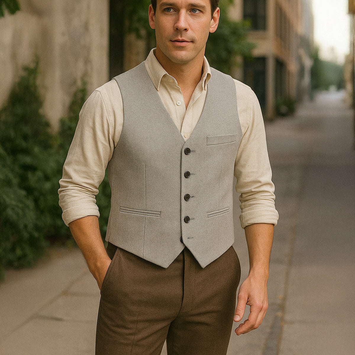 St Andrews Men's Vintage Button Up Vest