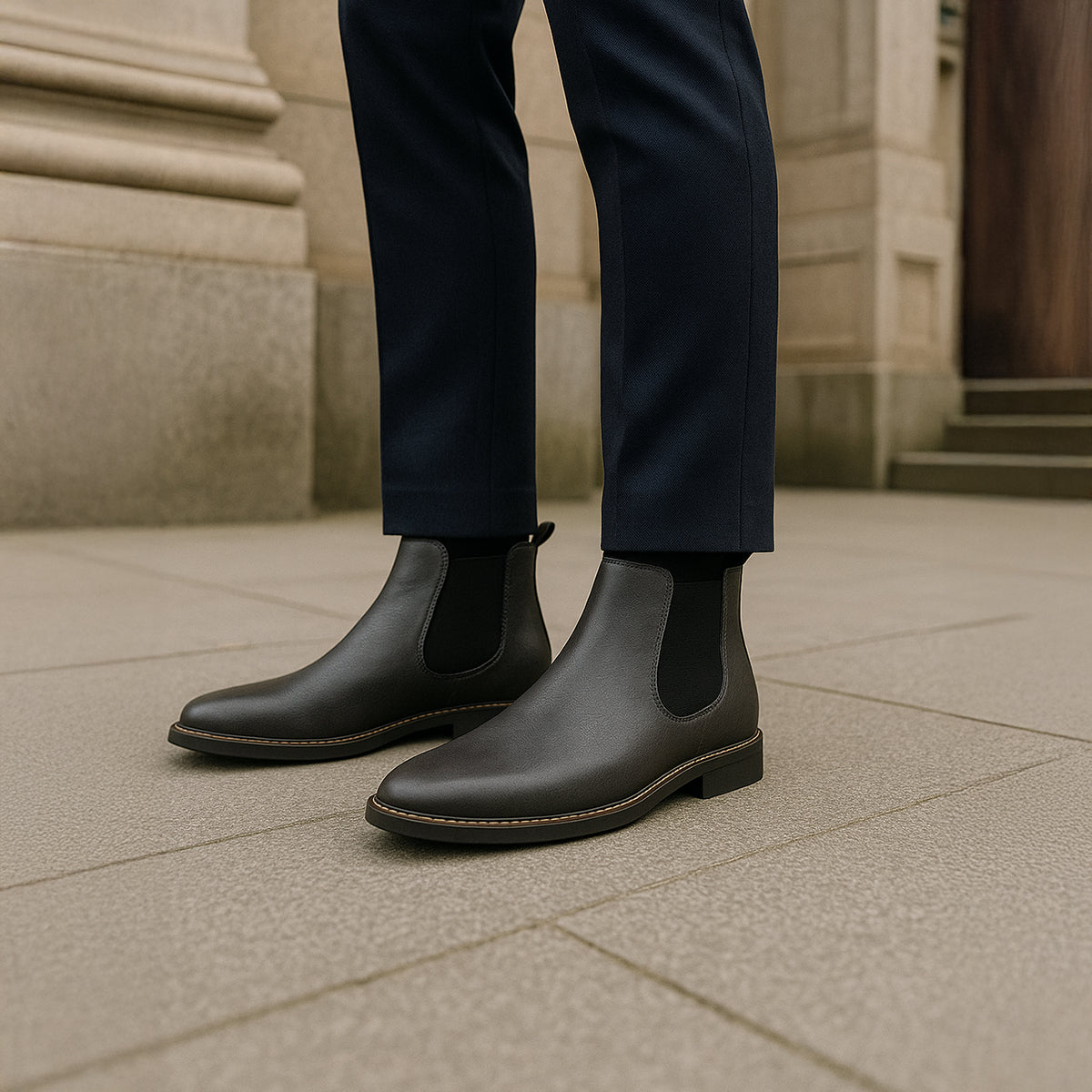 Men's Leather Chelsea Boots Comfortable Brown
