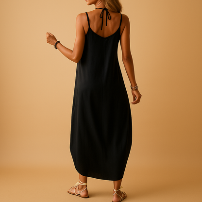 Lightweight cami dress for women with elegant V-neck and comfortable fit, ideal for summer days, casual outings, and chic evenings.