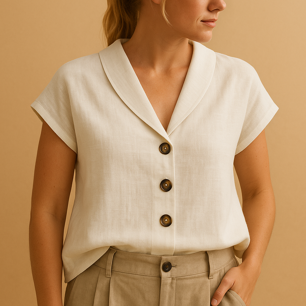 Women's Lightweight Summer Blouse Round Neck - Vonnera