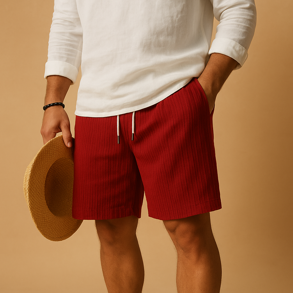 Men’s lightweight summer shorts with elastic waistband and drawstring, perfect for beach days, casual outings, and everyday comfort.