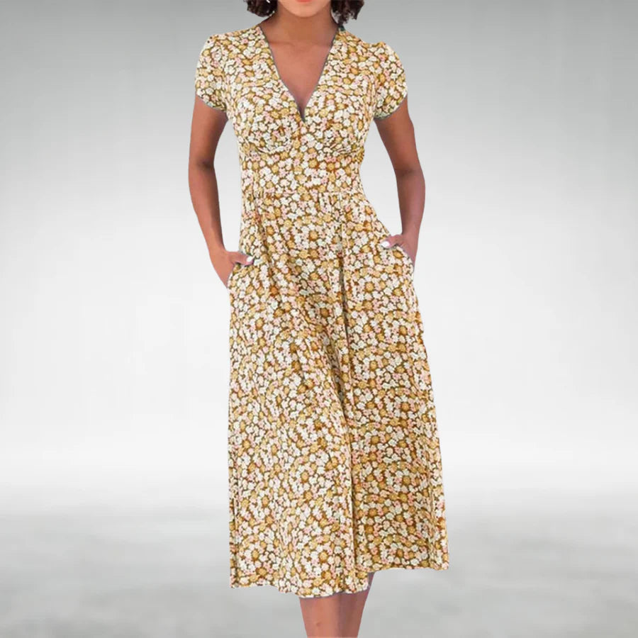 Image of Liliana | Women's V-Neck Fit & Flare Midi Dress