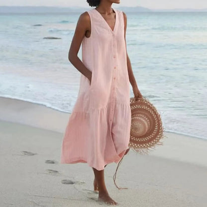 Image of Lilly | Women's Sleeveless A-Line Midi Dress