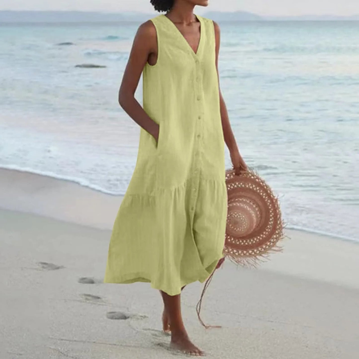 Image of Lilly | Women's Sleeveless A-Line Midi Dress
