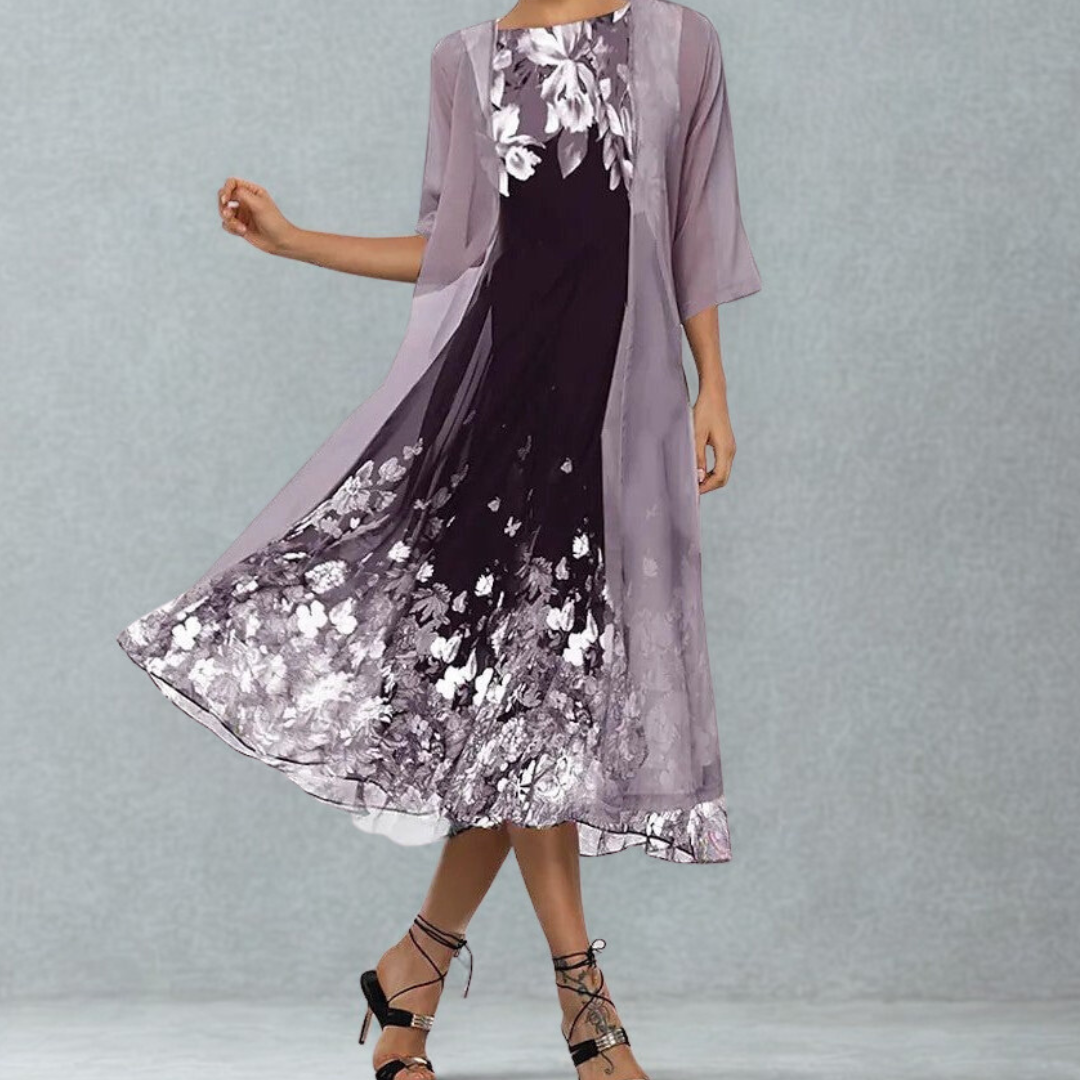 Linda Women's A-Line Floral Midi Dress - Vonnera