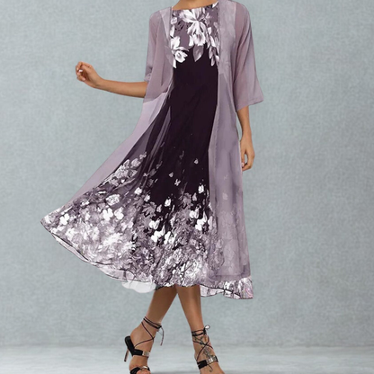 Linda Women's A-Line Floral Midi Dress - Vonnera