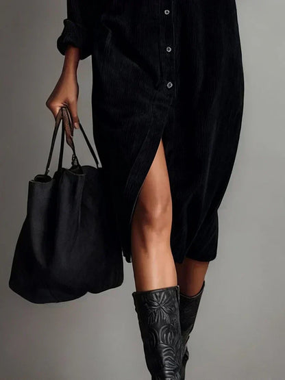 Women's Button Down Shirt Dress Midi