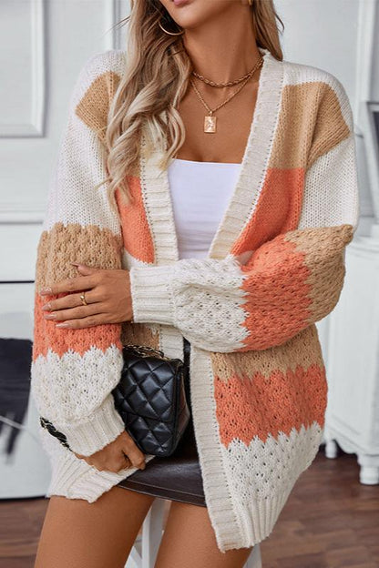 Women's Striped Long Sleeve Cardigan - Vonnera