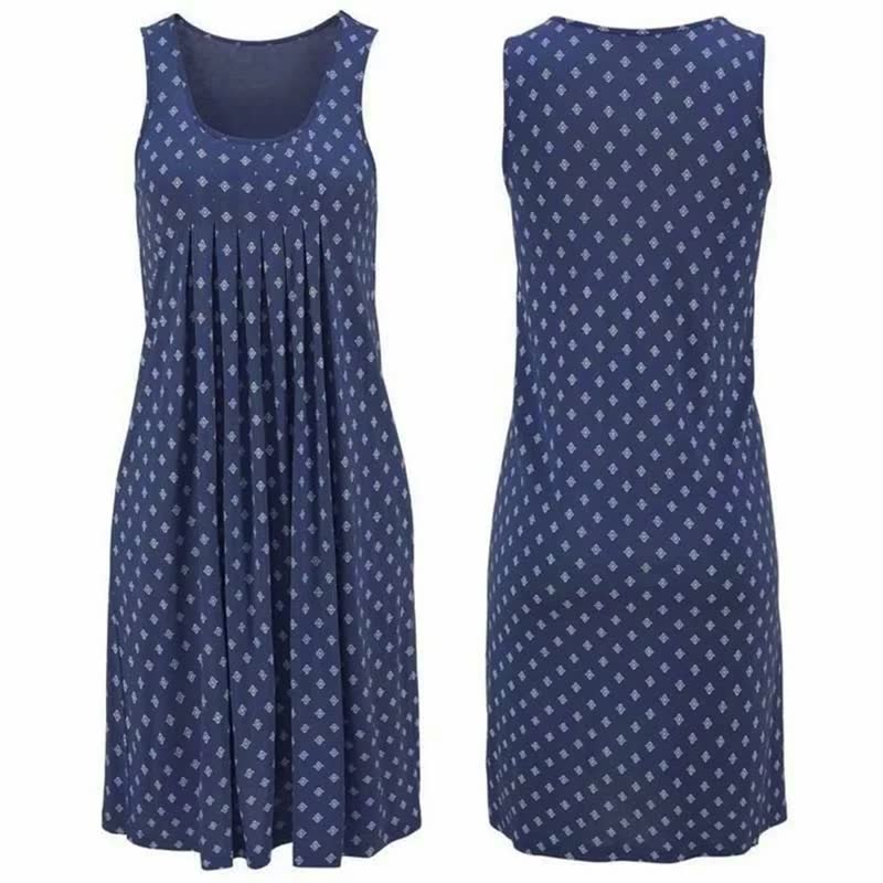 Image of Linda | Women's Sleeveless Printed Summer Knee Length Dress