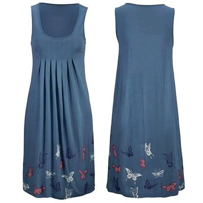 Image of Linda | Women's Sleeveless Printed Summer Knee Length Dress