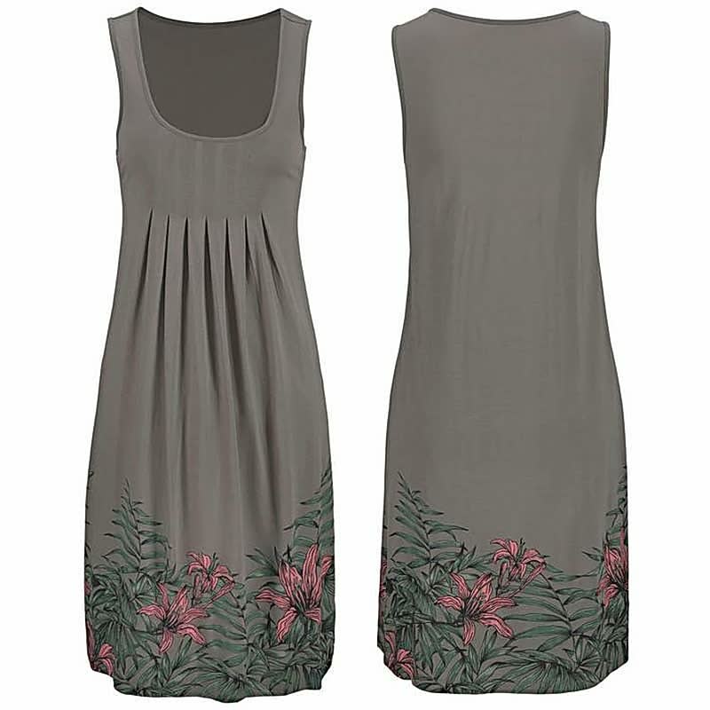 Image of Linda | Women's Sleeveless Printed Summer Knee Length Dress