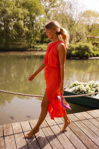 Women's Summer Dress Front Slit Detail