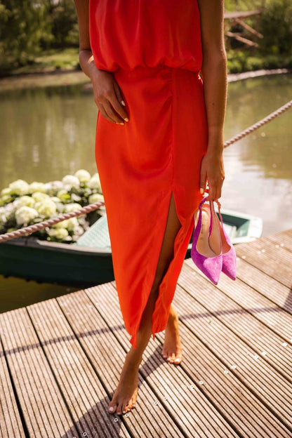 Women's Summer Dress Front Slit Detail