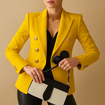 Long elegant blazer for women with a refined silhouette and timeless detailing, ideal for work, meetings, and stylish daily wear.