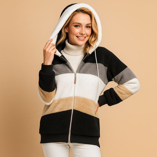 Long winter coat for women with soft texture, warm lining, and refined silhouette, available in multiple warm and neutral colors.