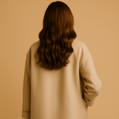 Long winter coat for women with a tailored fit, neutral colors, and a classic design suitable for casual and formal outfits.
