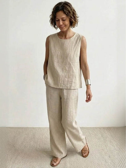 Olivia | Women's Sleeveless Tank Top and Wide-Leg Pants Set