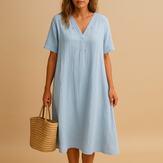 Loose summer dress for women with breathable lightweight design and relaxed fit, perfect for casual brunches, city walks, and summer occasions.
