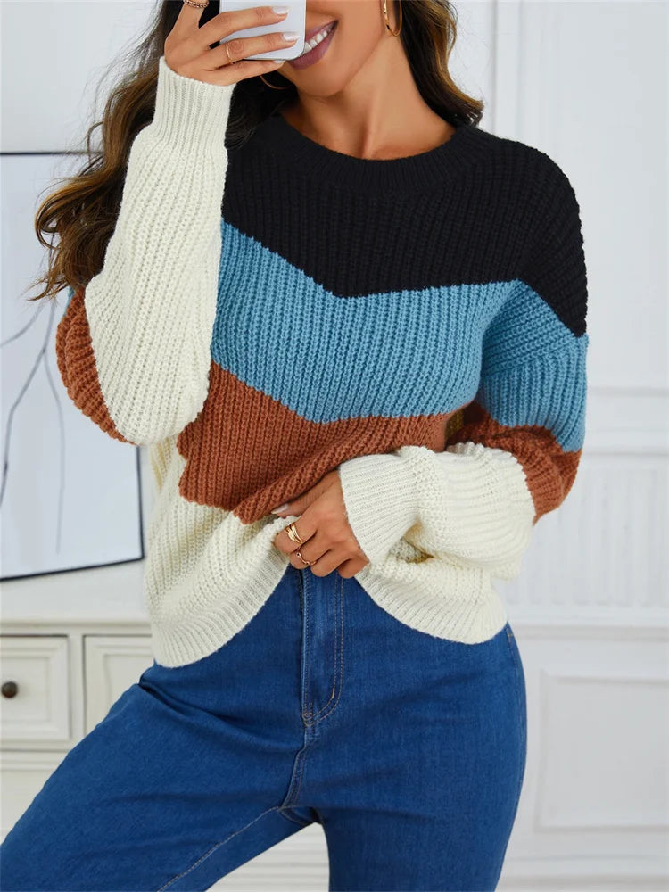 Image of Lori | Women's Color Block Crewneck Sweater
