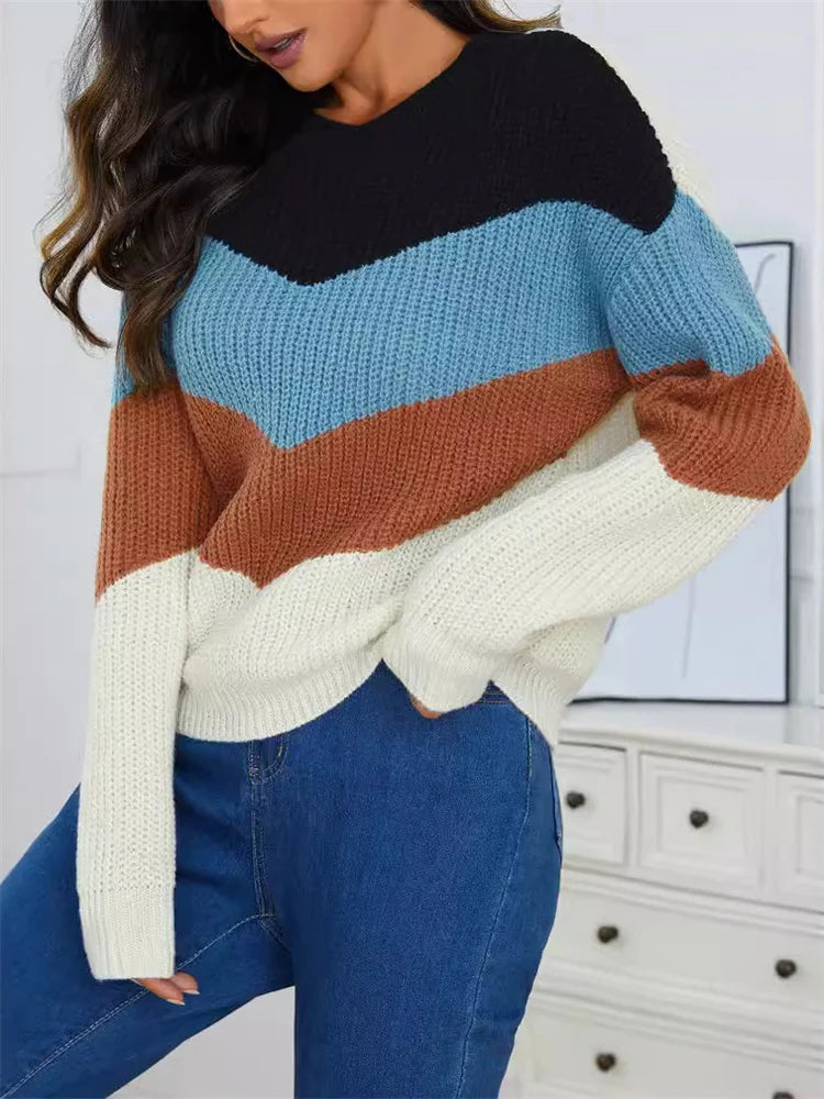 Women's Color Block Crewneck Sweater - Vonnera