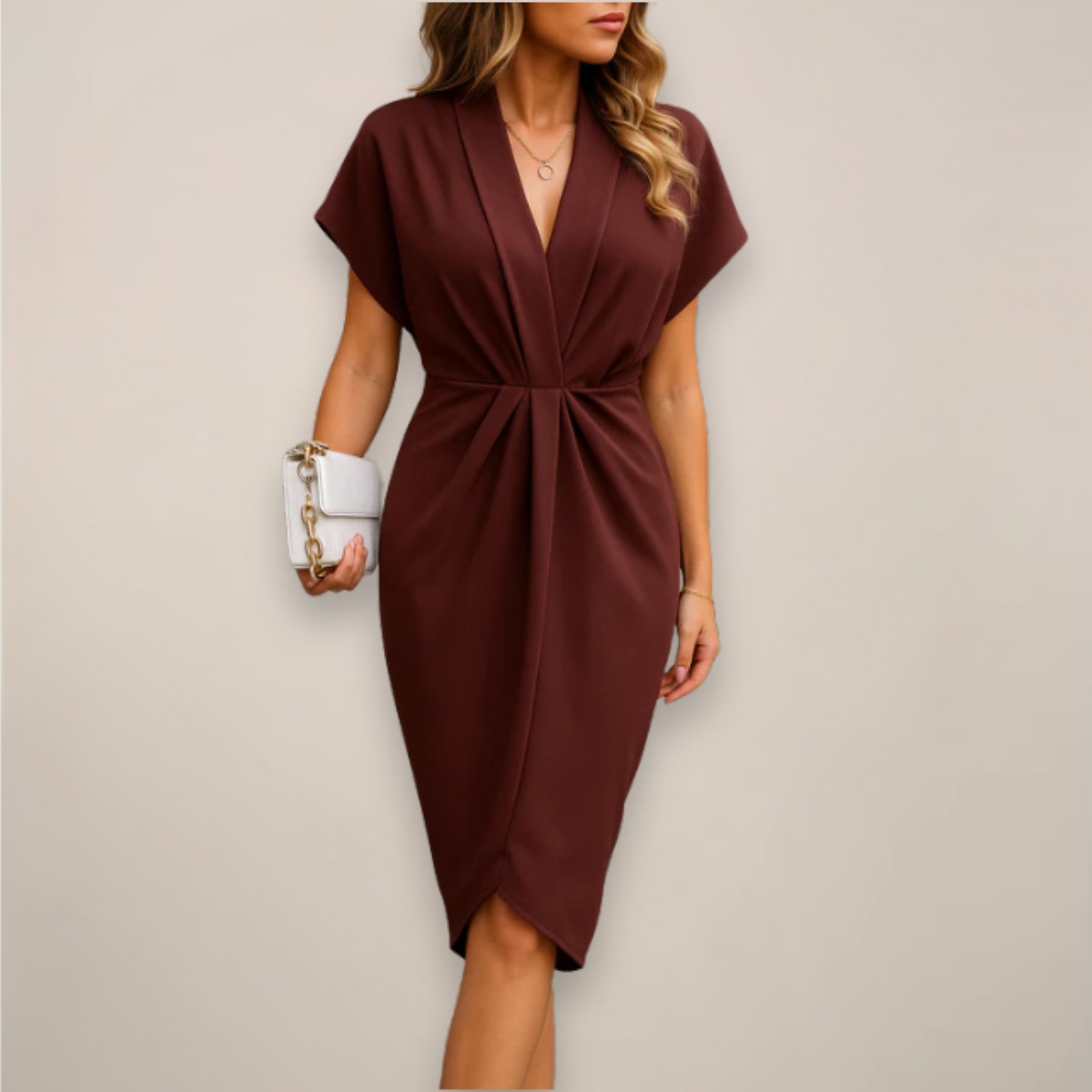Image of Lori | Women's V-Neck Midi Wrap Dress