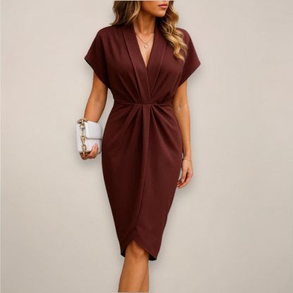 Image of Lori | Women's V-Neck Midi Wrap Dress