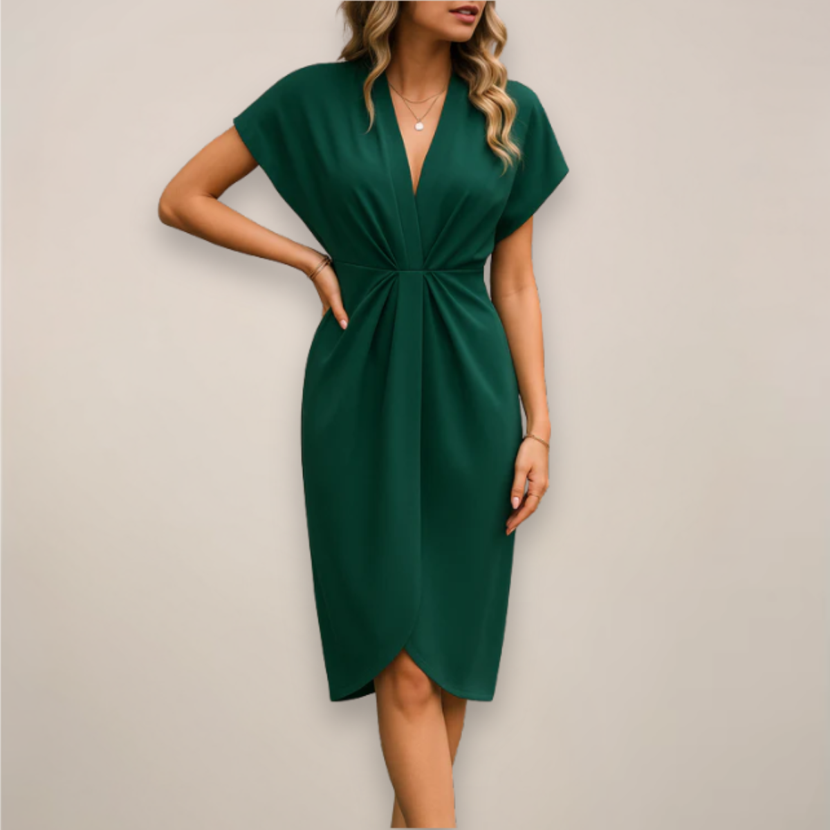 Image of Lori | Women's V-Neck Midi Wrap Dress
