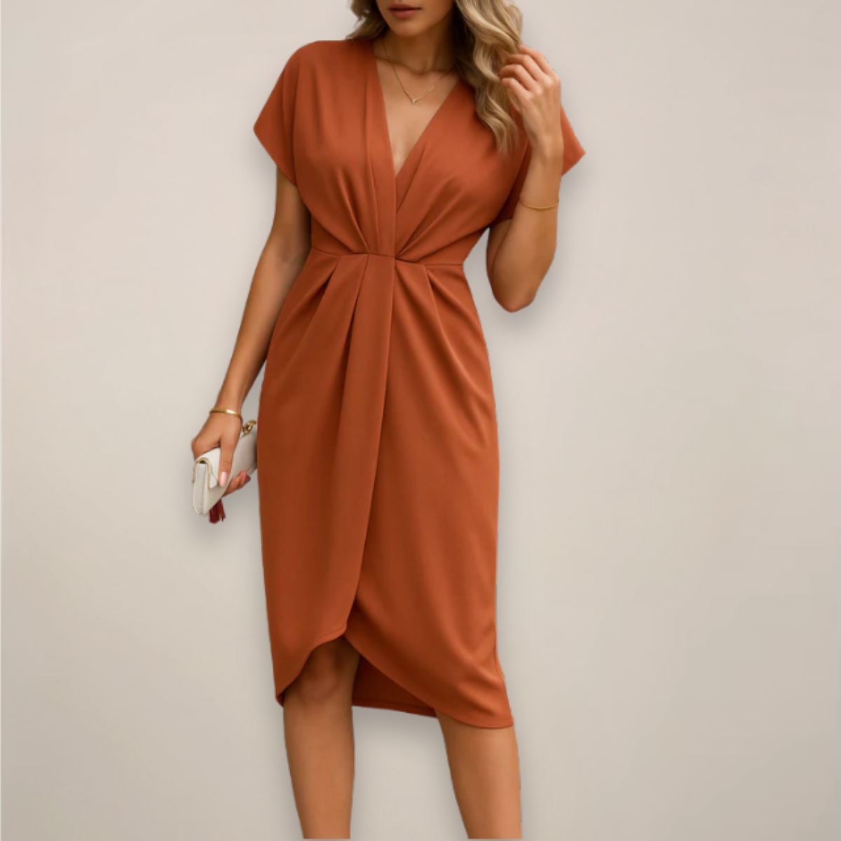Image of Lori | Women's V-Neck Midi Wrap Dress