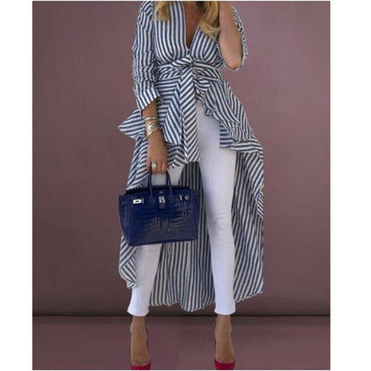Women's Striped Blouse Tie Waist - Vonnera