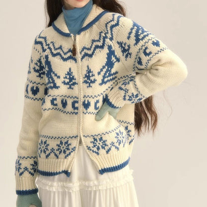 Women's Fair Isle Zip Cardigan - Vonnera