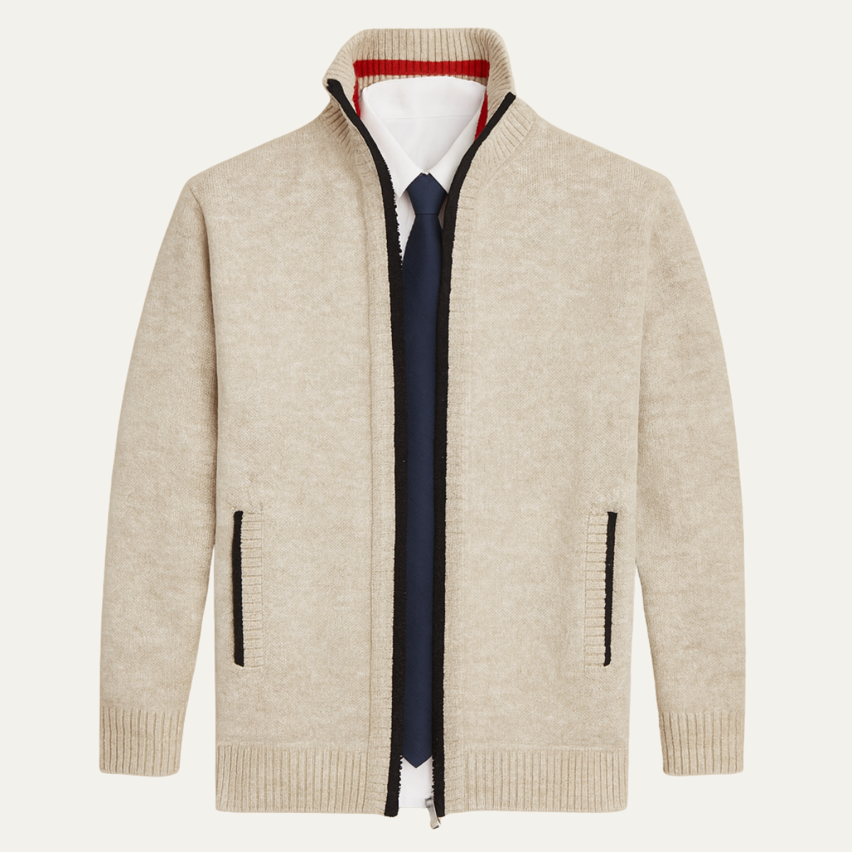 Men's Thick Knitted Fleece Full Zip Cardigan - Vonnera