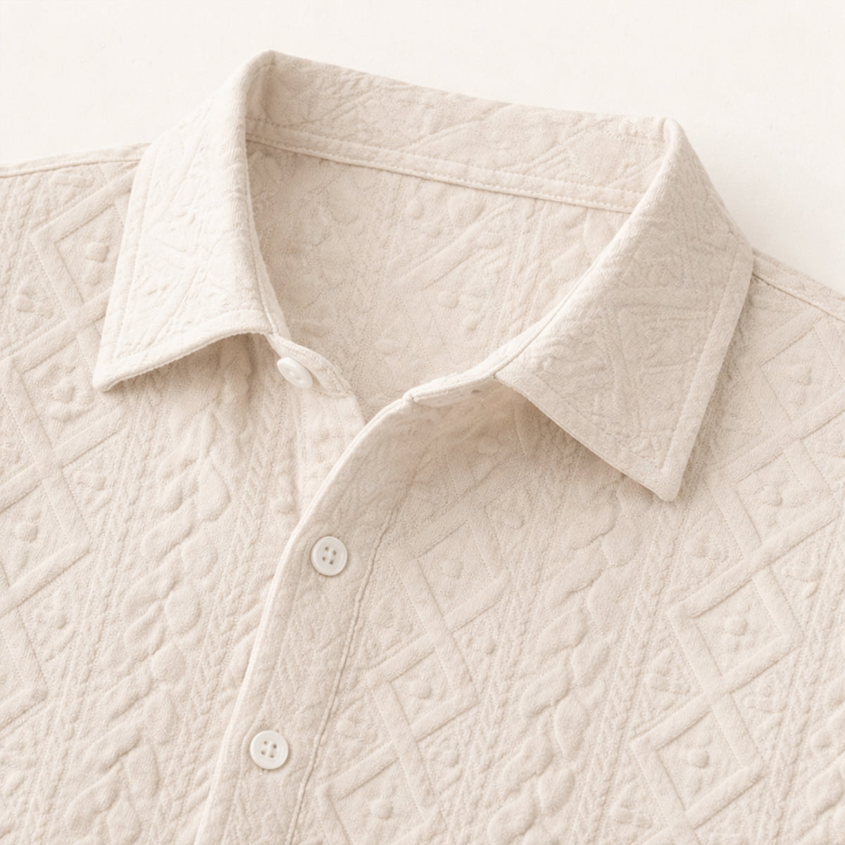Men's Textured Casual Shirt And Shorts Set