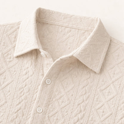 Men's Textured Casual Shirt And Shorts Set