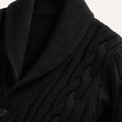 Men's Cable Knit Cardigan Shawl Collar Beige