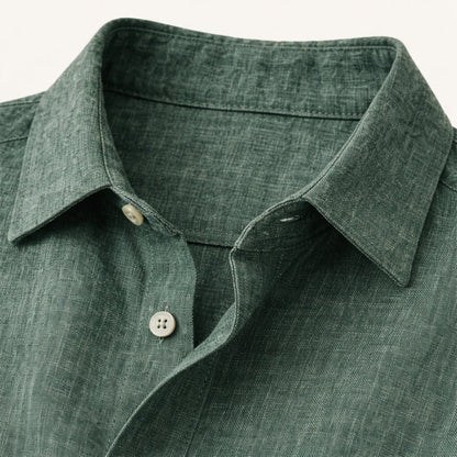 Mens Linen Button Up Shirt Loose Fit Beige