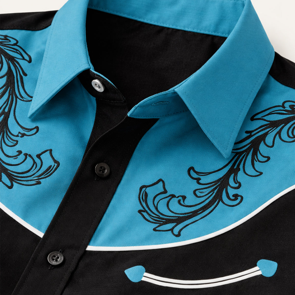 Men's Western Denim Shirt Lightweight Two Tone Blue