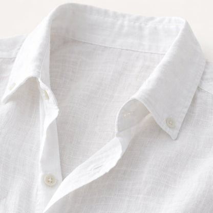 Men's Cotton Linen Button Up Beach Shirt Silver