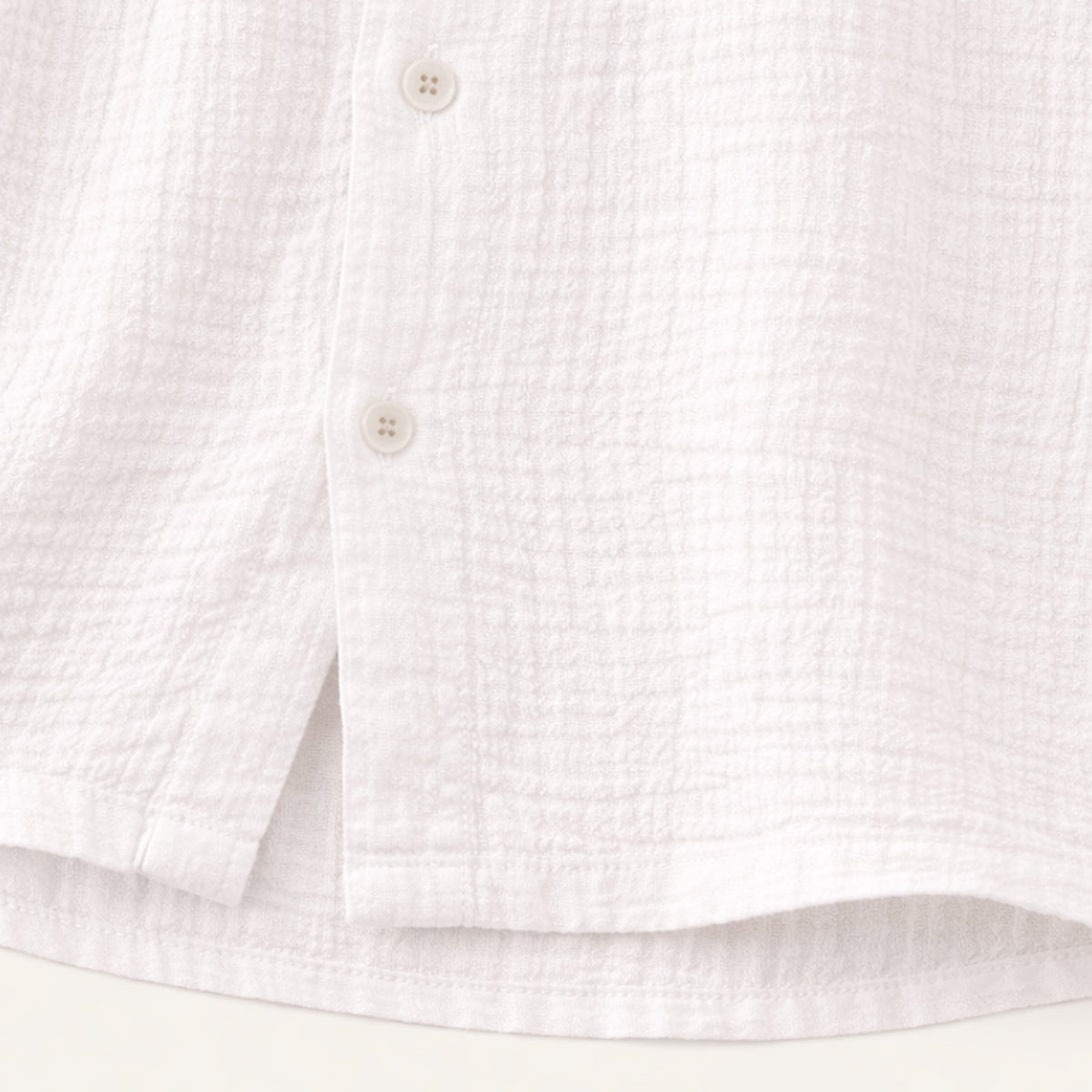 Men's Button Up Shirt Turn Down Collar Loose Fit Cotton White