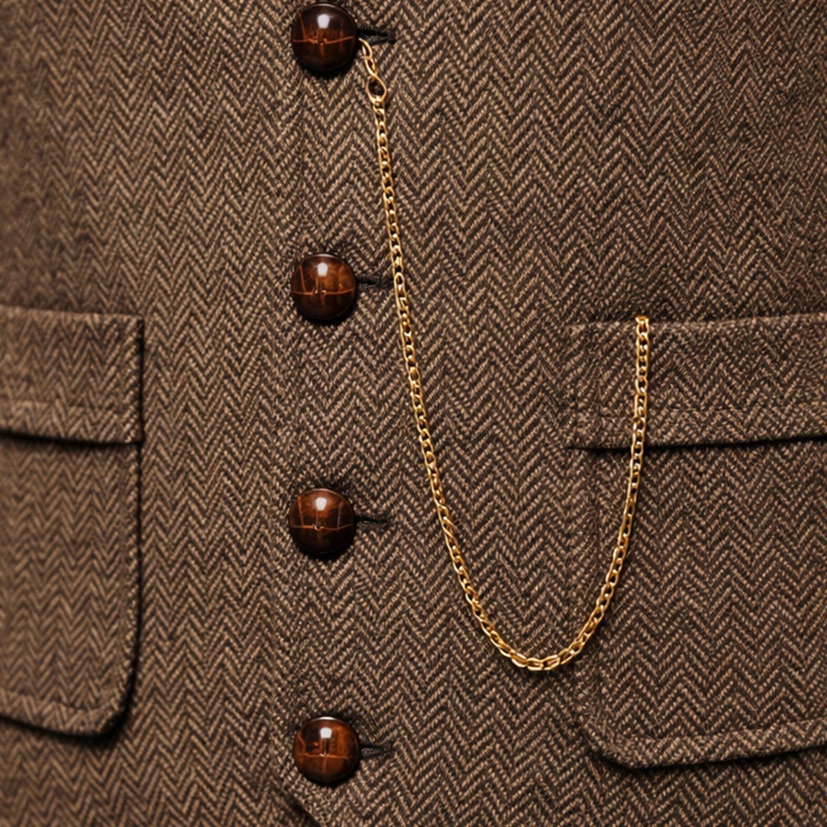 Men's Tweed Waistcoat Classic Brown