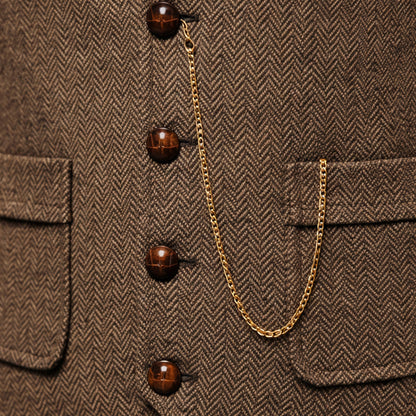 Men's Tweed Waistcoat Classic Brown
