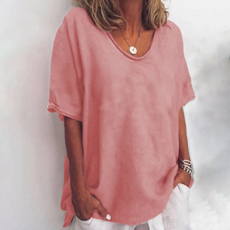 Women's Loose Fit Scoop Neck Blouse - Vonnera