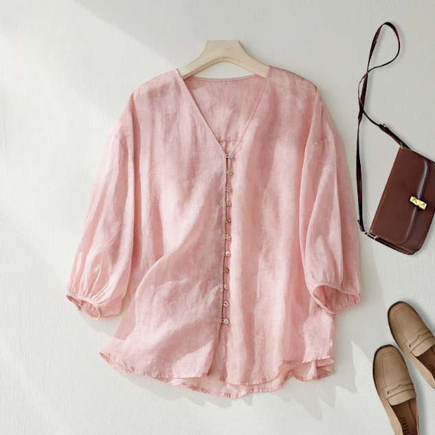 Women's V-Neck Linen