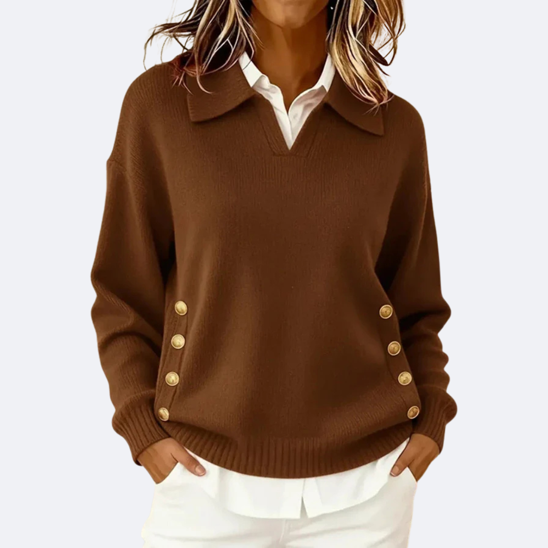 Women's Collared Button Sweater - Vonnera
