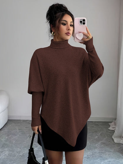 Women's Turtleneck Poncho Sweater - Vonnera