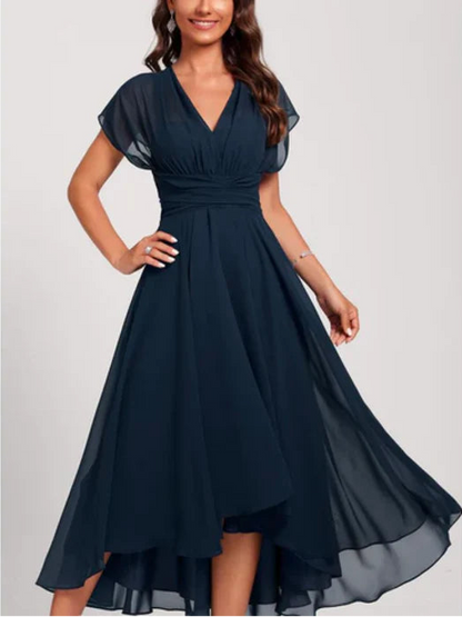Women's V-Neck Midi A-Line Dress - Vonnera