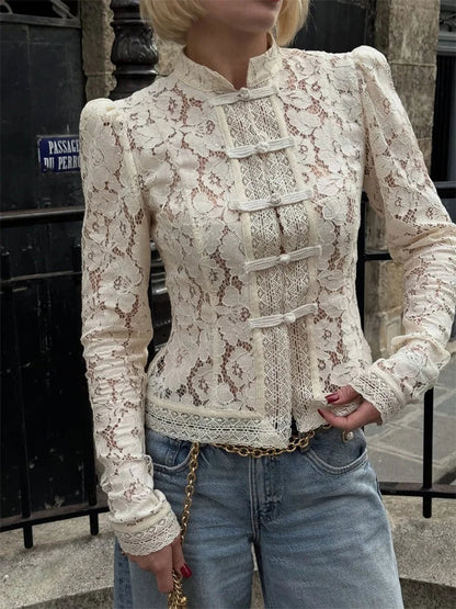 Women's Fitted Lace Blouse - Vonnera