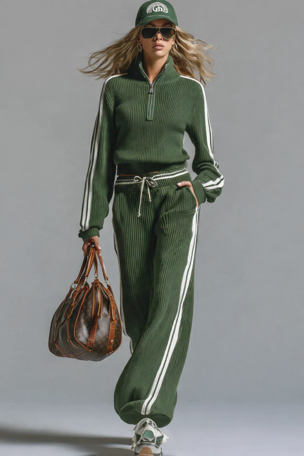 Women's Long Sleeve Ribbed Knit Two Piece Set - Vonnera